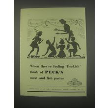 1949 Peck's Meat and Fish Pastes Ad - When they're feeling Peckish