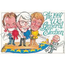 John Major Victory 1997 Comic Election Conservative Labour Postcard