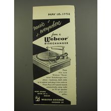 1952 Webster Chicago Webcor Diskchanger Ad - Music everywhere