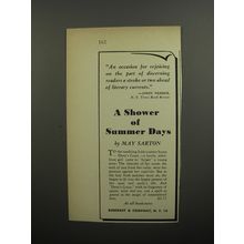 1952 Rinehart Book Advertisement - A Shower of Summer Days by May Sarton