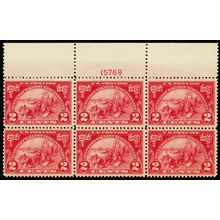 615, Mint FVF NH 2¢ Top Plate Block of Six ** Stuart Katz
