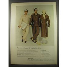 1956 Rayon Fashion Ad - For men with a yen for the Pulitzer Prize