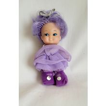 Vintage Doll Dressed In Purple - 5 in. Tall
