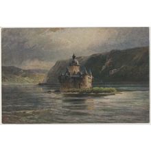 The Pfalz on Rhine Art painting by Nicolai Astudin early 20th C. H&B PC 133