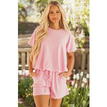 Coral Paradise Daisy Jacquard Textured Casual Short Set