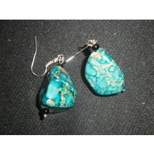 Lightweight manmade freeform turquoise green agate look earring