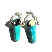 Man Made Turquoise Faceted Point Pendant with Hanging Bail