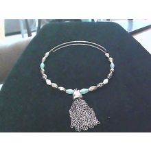 Metal Tassel Bracelet Turquoise Color Beaded