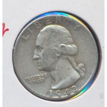 1942-P Washington 90% Silver Quarter, Circulated and Ungraded