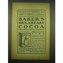 1902 Baker's Breakfast Cocoa Ad - Delicious drinks and dainty dishes