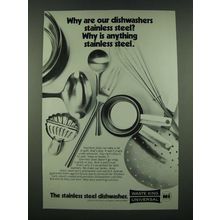 1970 Waste King Universal Dishwasher Ad - Stainless Steel
