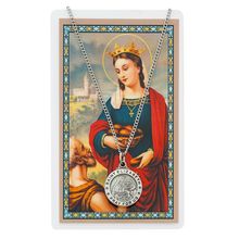 St. Elizabeth of Hungary Medal Necklace with Laminated Prayer Card