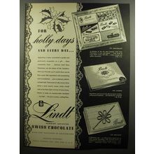 1952 Lindt Chocolate Ad - The Anniversary, The Lucerne, The Edelweiss