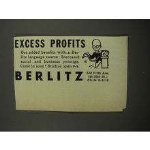 1953 Berlitz School of Languages Ad - Excess Profits