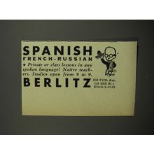 1953 Berlitz School of Languages Ad - Spanish French - Russian