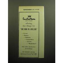 1958 Countess Mara Fashion Ad - Offering fine things for One Man in a Million