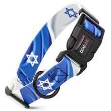 Dog Pet Israel Flag Quick Release Printed Collar 1" x 15"- 23"