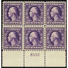 502, Mint NH VF 3¢ Plate Block of Six Stamps - Stuart Katz