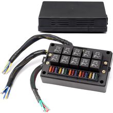 15 Slots Fuse Relay Box 12V Automotive, Fuse Relay Block Pre-Wired, 10 Way Relay