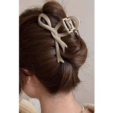 Beige Bowknot Large Hair Claw Clip