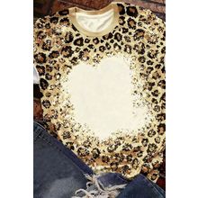 Leopard Bleached O-neck Short Sleeve T Shirt