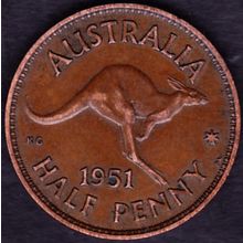 1951 PL Australia 1 Half Penny Coin