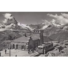 Swiss Zermatt Switzerland Railway Station Real Photo Postcard