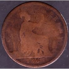 1865 Great Britain 1 Penny Coin