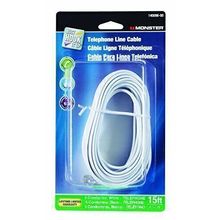 Monster Cable Telephone Line Cable Modular 4 Conductor 15 ' White Carded