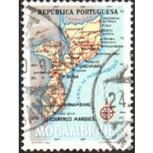 Moxambique. 1954 Map of Mozambique. 1$00 Value. Fine Used