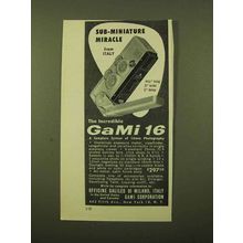 1958 Gami 16 Camera Ad - Sub-Miniature Miracle