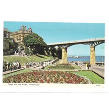 VALLEY & SPA BRIDGE, SCARBOROUGH, YORKSHIRE used postcard by Dennis.dated 1976 =