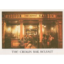 Late Night Drinking At The Crown Bar Pub Belfast Irish Postcard