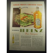 1933 Heinz Cider Vinegar Ad - Lower prices - greater value