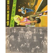 Bowling Curling Club Old Photo & Sexy Bowler Comic Postcard
