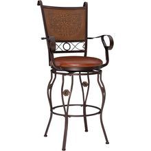 Powell Company Big and Tall Copper Stamped Back Barstool with Arms Bar Stool, Br