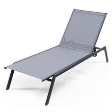 Outdoor Adjustable Chaise Lounge Chair with Lay Flat Position and Quick-Dryin...