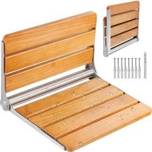 Folding Oak Shower Seat, 16.1" x 13.4" Unfolded, Wall Mounted Fold Up Shower...