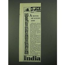 1931 India Tourism Ad - A Month of Luxury $500