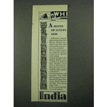 1931 India Tourism Ad - A Month of Luxury $500