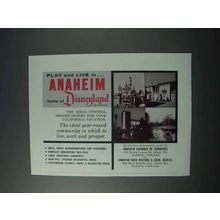 1963 Anaheim California Tourism Ad - Home of Disneyland