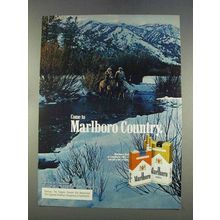 1977 Marlboro Cigarettes Ad - Cowboy - Snowy Mountains