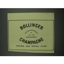 1949 Bollinger Champagne Ad - previous appointment to the late King