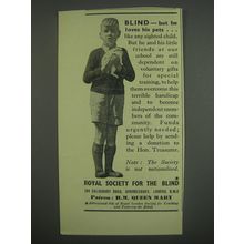 1949 Royal Society for the Blind Ad - Blind - but he loves his pets