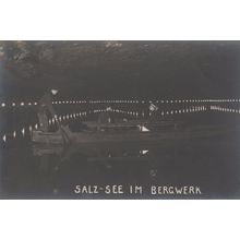 Man Boat Salz Im Berkwerk Austria At Night Antique Postcard