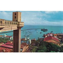 Salvador Vista Parcial Do Porto Elevador Lacerda Brazil Aerial Harbour Postcard