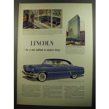 1952 Lincoln Cars Ad - Lincoln - for a new outlook in modern living