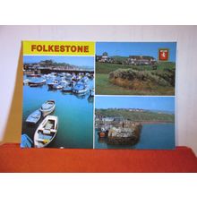 multiview, FOLKESTONE, KENT.. used postcard by Elgate 1984 pm =