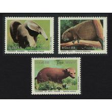 Brazil Bush Dog Porcupine Anteater 3v 1988 MNH SG#2317-2319 MI#2259-2261