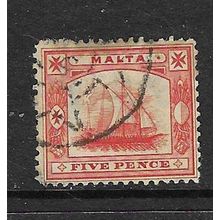 MALTA 1904-14 5d GALLEY SHIP USED SG59